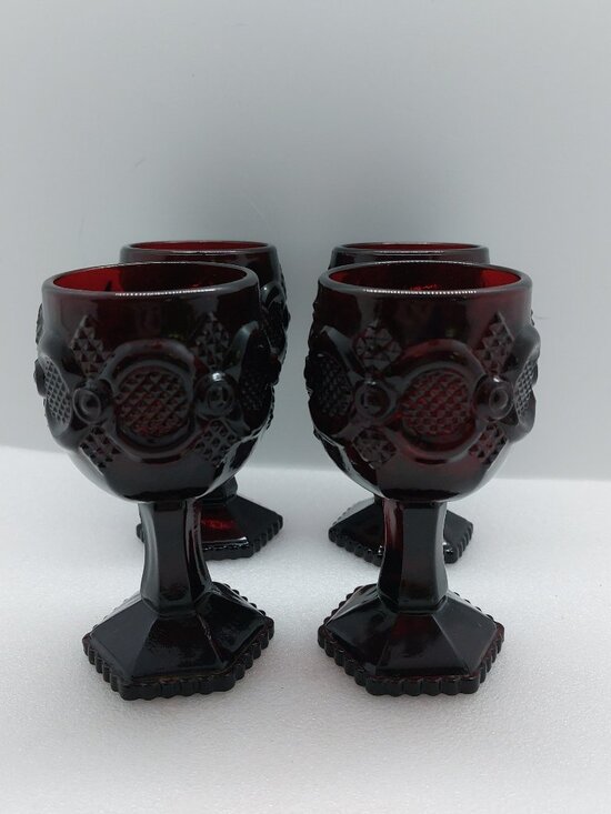 Avon Other - Set Of 4 Cap Cod Small 4 1/2" Goblets by Avon Ruby Red